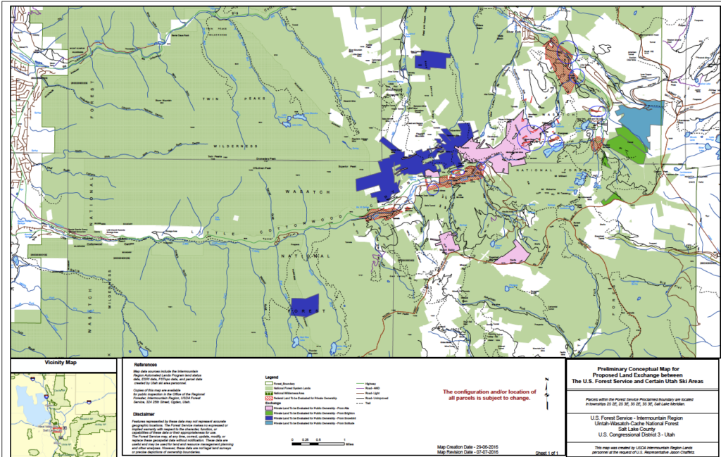 Preliminary Conceptual Map for Proposed Land Exchange between The U.S. Forest Service and Certain Utah Ski Areas